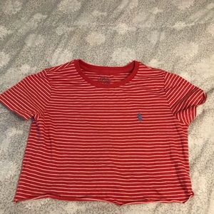 Cropped stripped polo T
